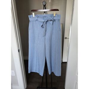 Banana Republic Blake Wide Leg Pants Womens Size 8  Blue Belted Cropped